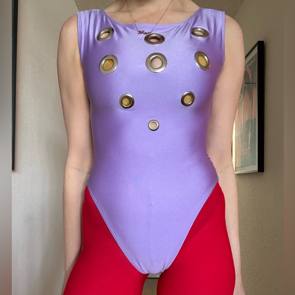 80s Purple Bodysuit with silver rivets!
